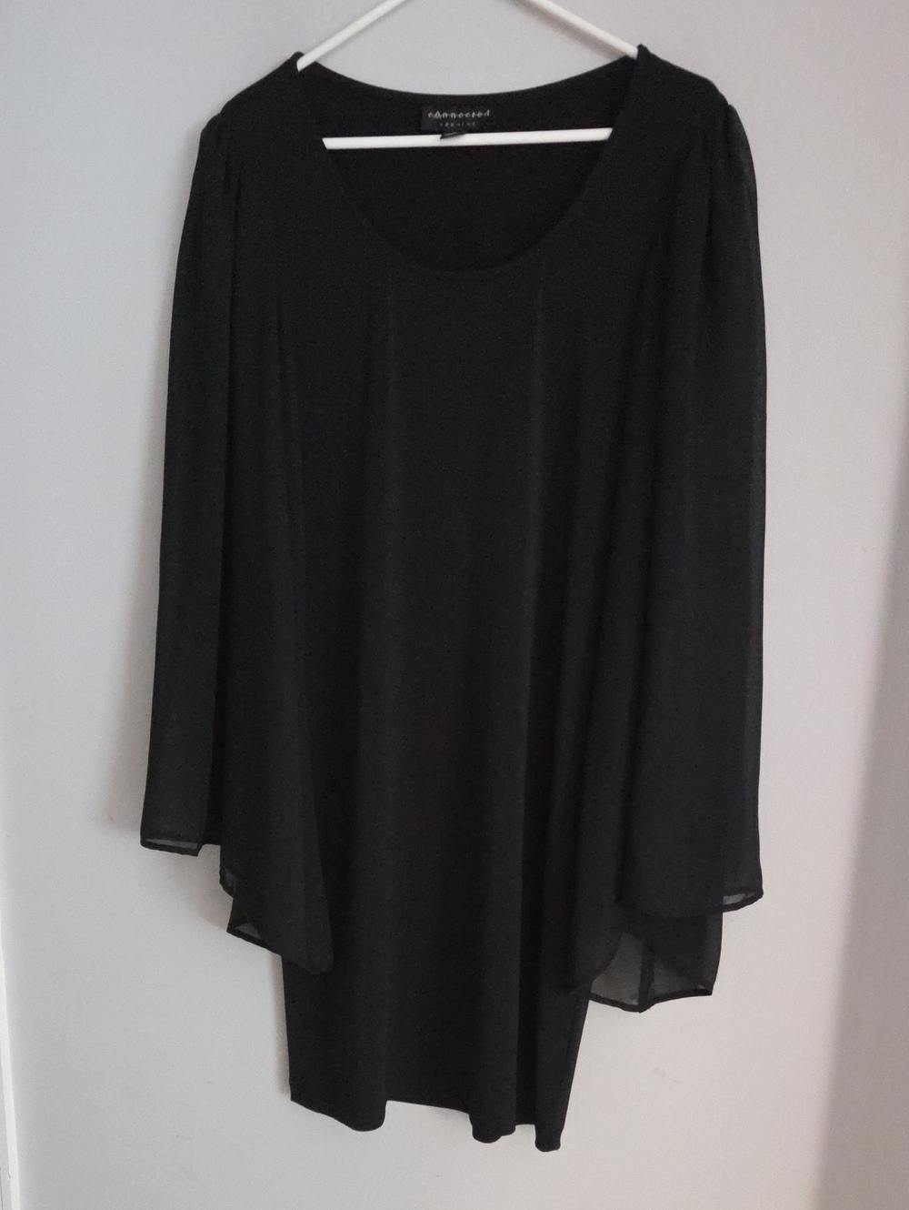 C onnected Apparel Women's Chiffon Black Sheer OFlowing  Evening Dress